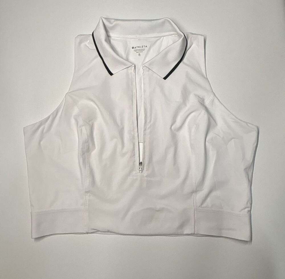 Athleta Sleeveless Zip-Front Polo Crop Top White Size XL